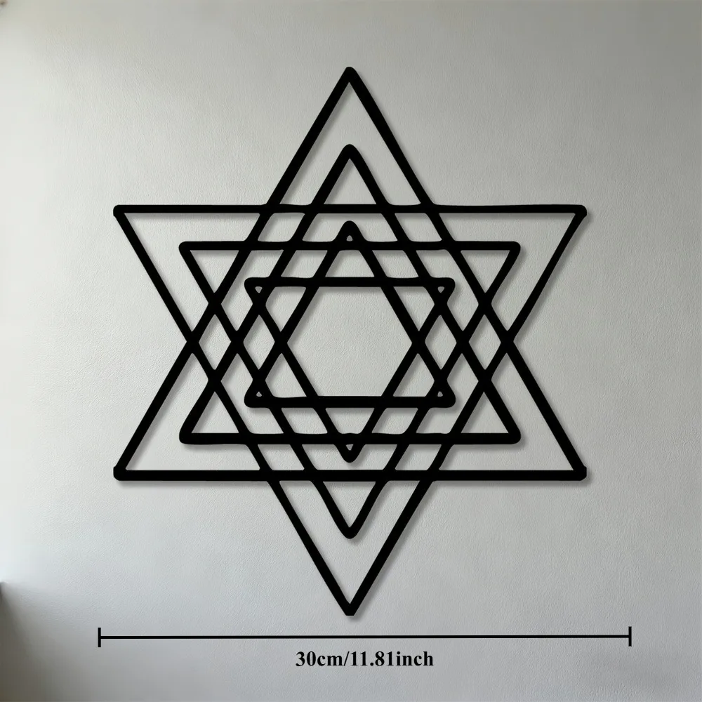 CIFBUY Art mural en métal, étoile de David, symbole juif, décoration minimaliste moderne, sculpture plate 2D pour salon, chambre à coucher, bureau