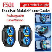 Dual Fan Mobile Phone Radiator Plug-in/Rechargeable Portable Game Heat Sink Air Cooling Type-C for Android IOS PUBG Game Cooler