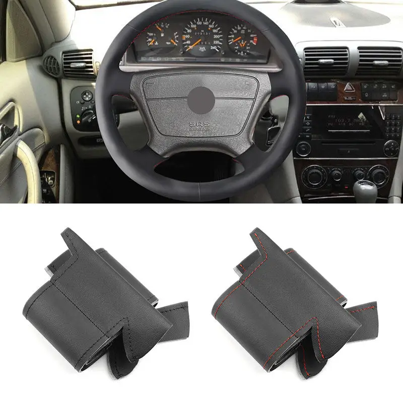 For Mercedes Benz C CLE S Class W140 C140 W202 W210 W124 Car Interior Steering Wheel Cover Microfiber Leather Decorative Trim