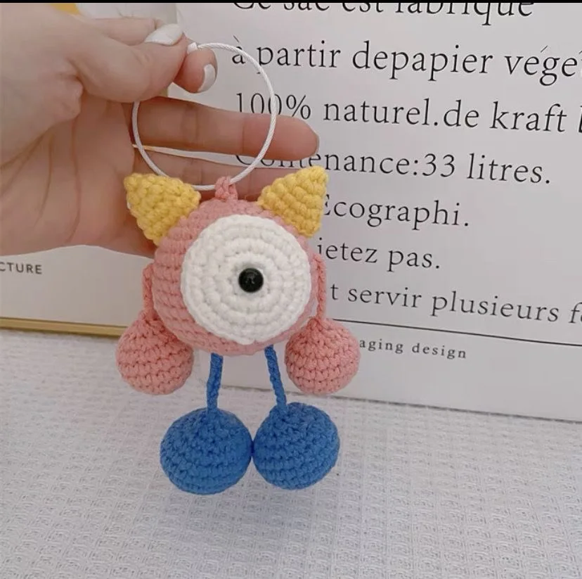 Handmade knitting and crochet set kit One-Eyed Monster Knittin Doll DIY Crochet Knitting Hook Material Pack Bag Pendant Keychain