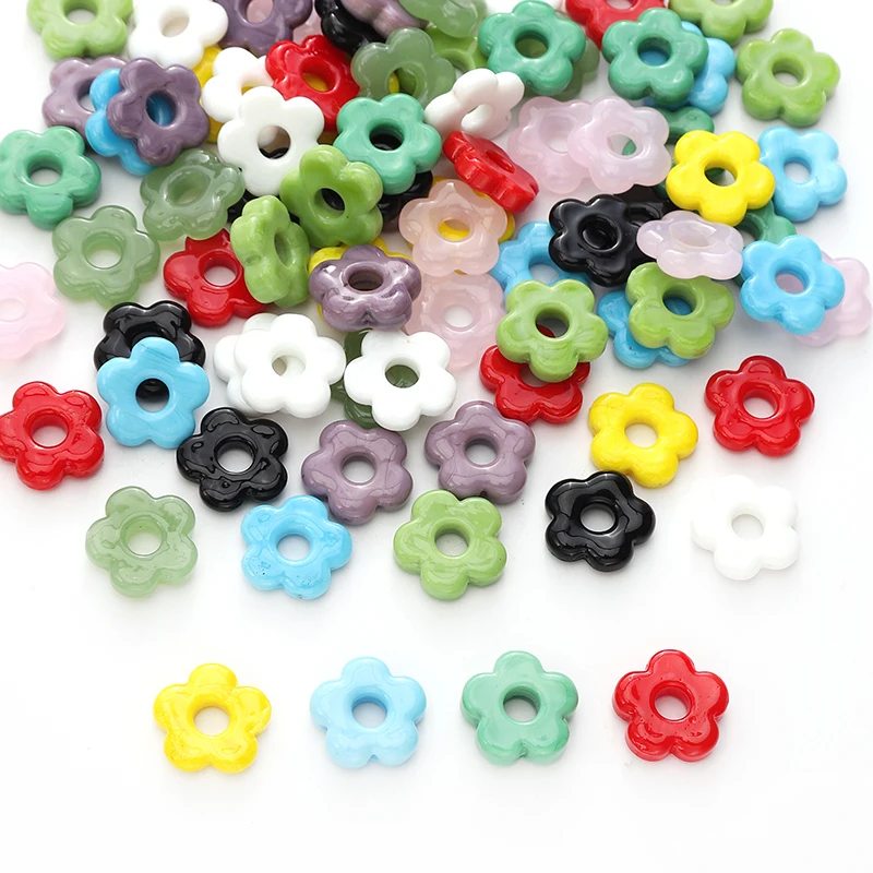 1pc 16mm Lampwork Flower Shape Beads Vintage Big Hole Loose Beads for Jewelry Making Handmade Diy Bracelets Necklace Accessories