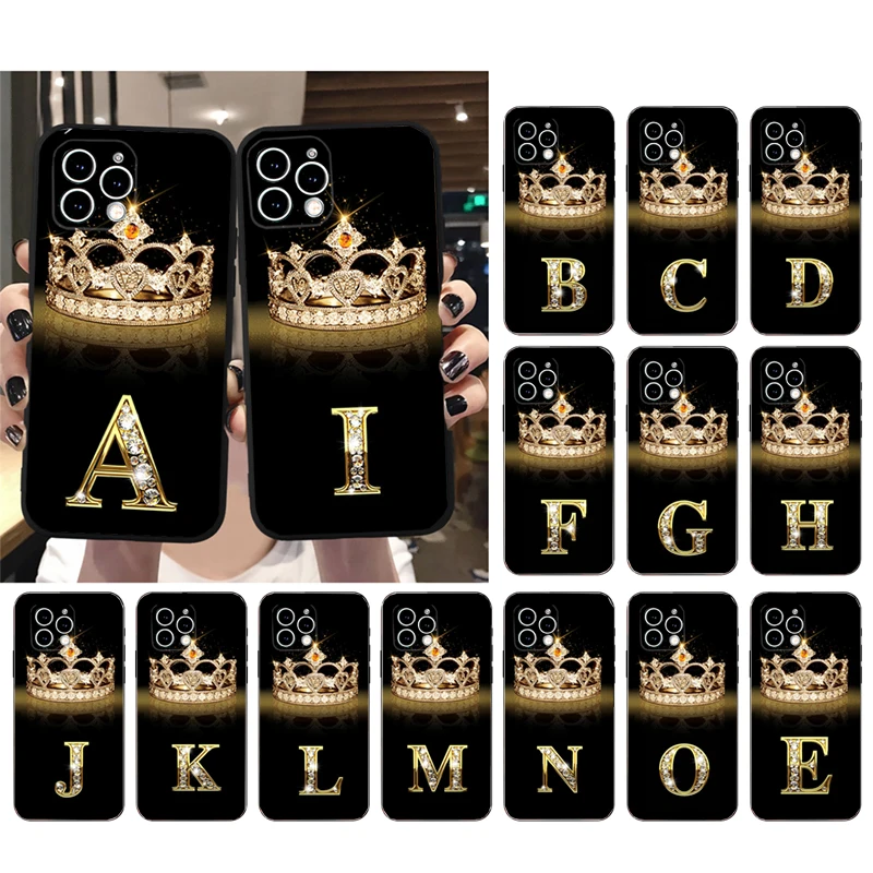 

Phone Case For iphone 17 Pro Max Air 16 15 14 13 Pro Max 15 16 Pro 15Plus Diamond Crown Letter Case Funda