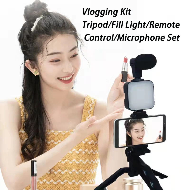 Portable Vlogging Kit Video Making Equipment with Tripod for SLR Camera for iPhone Android Smartphone Tiktok Youtube Photography