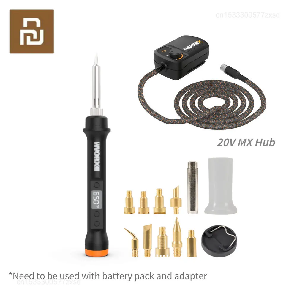 Youpin Worx Queimador-bateria de Ferro de Solda Hub mx com Carregador sem Fio Elétrico Recarregável Kit Ferramentas de Soldagem Wx744.9 20v