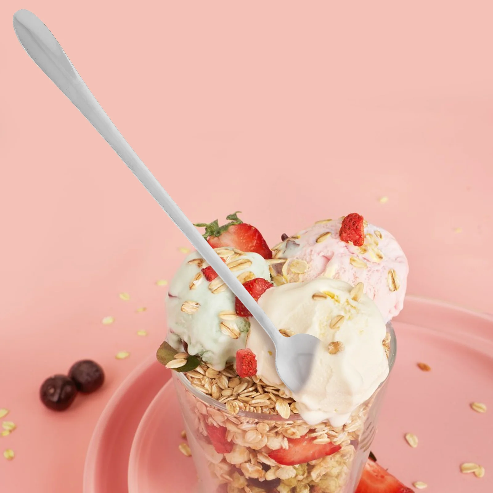 

5Pcs Stainless Steel Long Handle Square Head Spoon Coffee Stirrer Cocktail Mixing Tool for Home Bar Kitchen Drink Prep