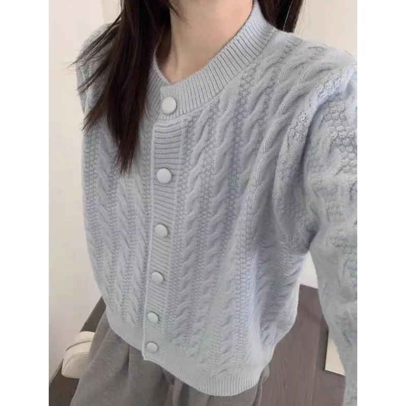 

100% кашемировый вязаный кардиган с модным поворотным узором, свободный толстый свитер, женское осенне-зимнее универсальное пальто