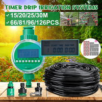 15/20/25/30M Garden Drip Irrigation Automatic Watering System Kit 1/4'' Nozzles for Pot Plant Lawn Flower Vegetable Greenhouse