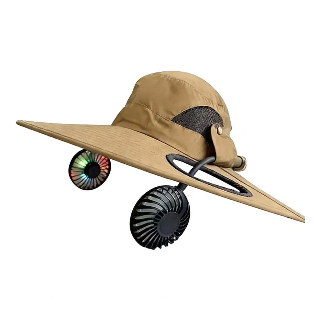 Dual Fan Sun Hat Adjustable Speed Fan Cap Bucket Hat with Dual Usb Rechargeable Fans Detachable Cap with Adjustable for Outdoor