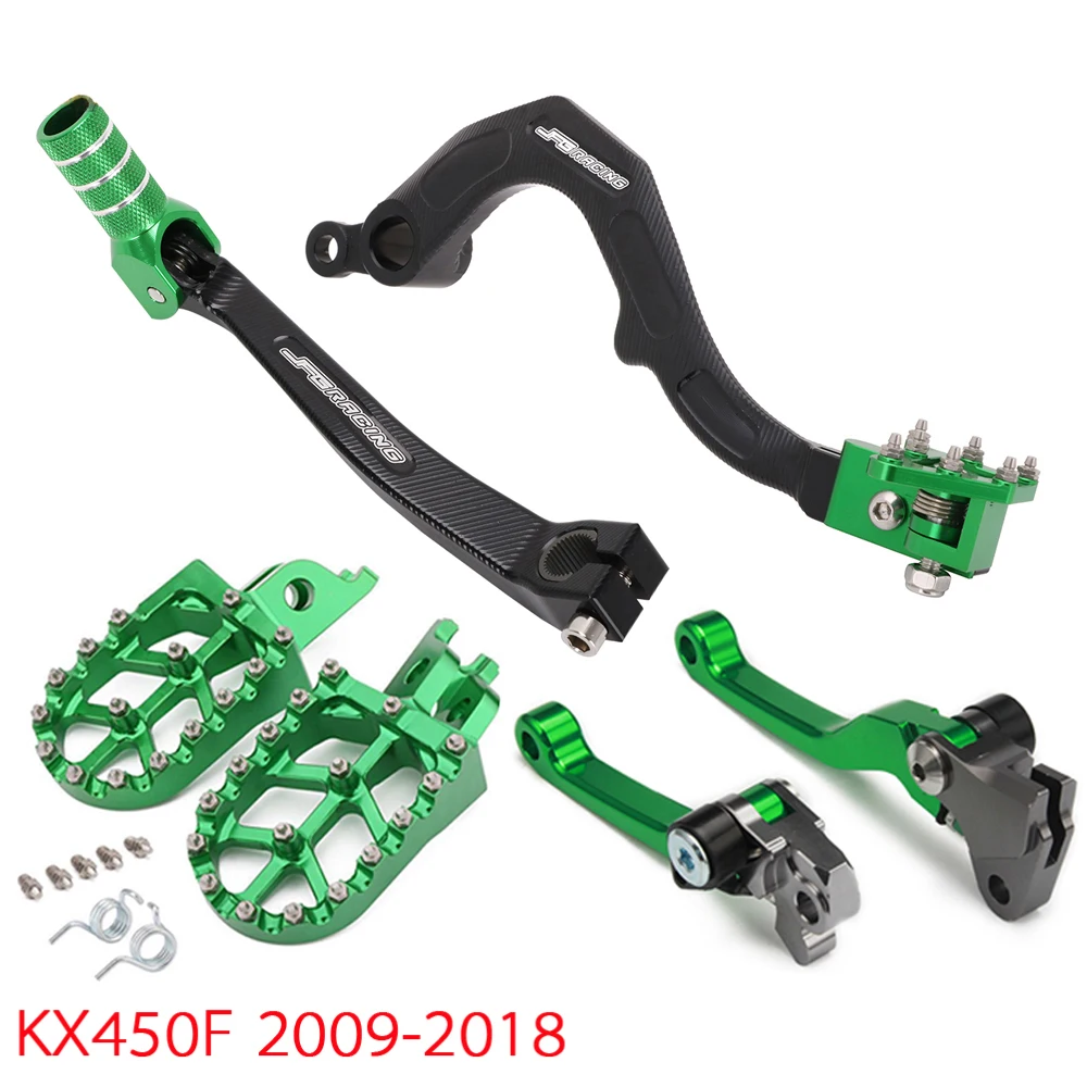 motorcycle CNC Gear Shifter Shift Lever Brake Pedal Brake Clutch Lever Footpegs For Kawasaki KX450F KX 450F 2009-2018 2010 2011