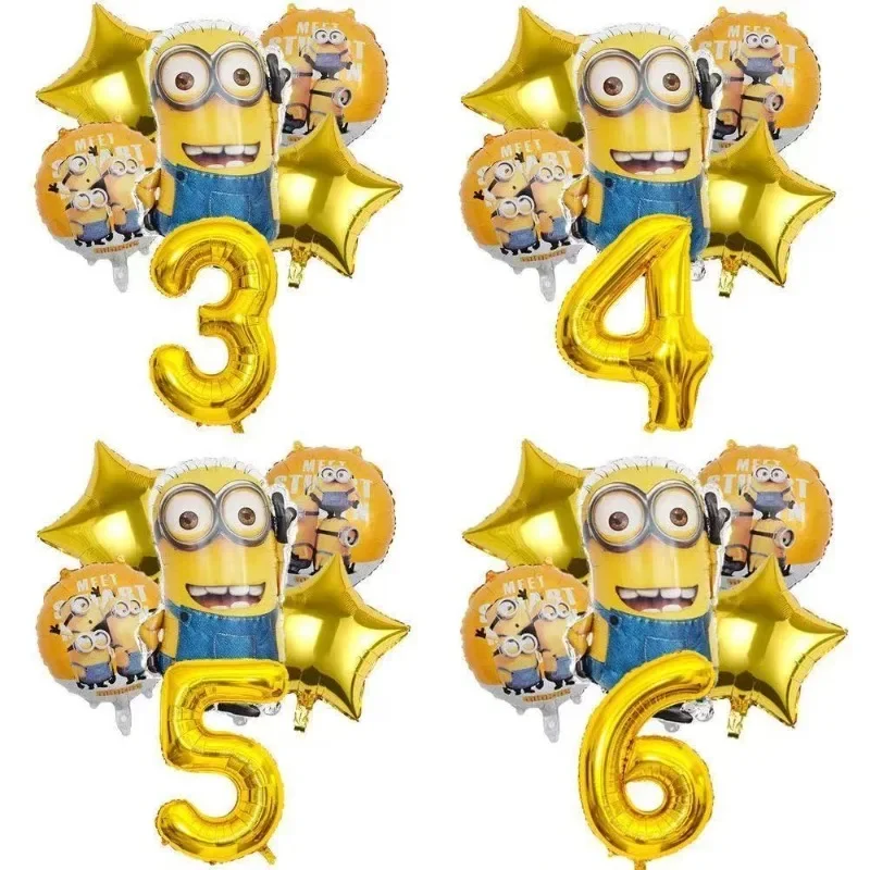 

New Style Minions Theme Number Balloon Set for Birthday Party, Children's Birthday Party Decorations Supplies