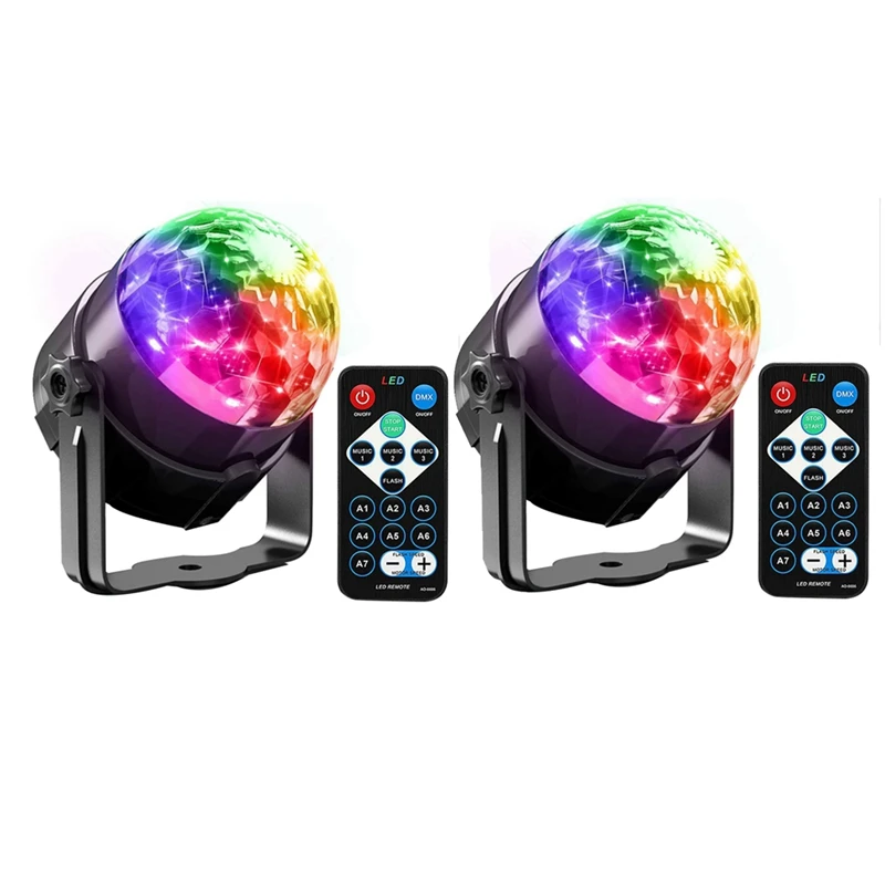 2Pcs Sound Activated Lights With Remote Control  Dj Lighting Disco Ball Light  For Birthday Christmas Halloween Decorations