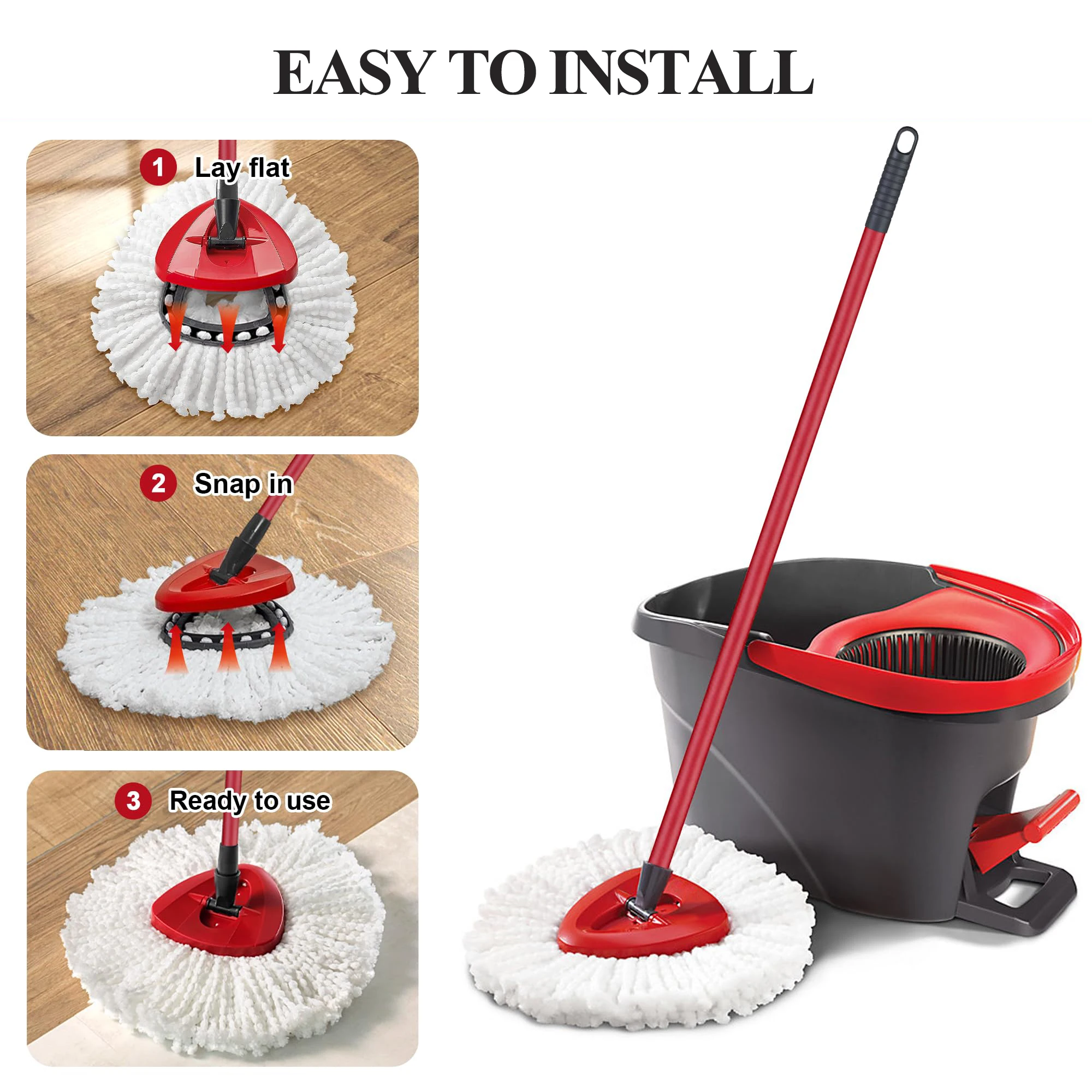 Waschbare, saugfähige Mikrofaser-Mopp-Ersatzköpfe, Wischmopp-Tücher für Nass- und Trockenreinigung, kompatibel mit Vileda, O Cedar, Universal Home – Detail 4