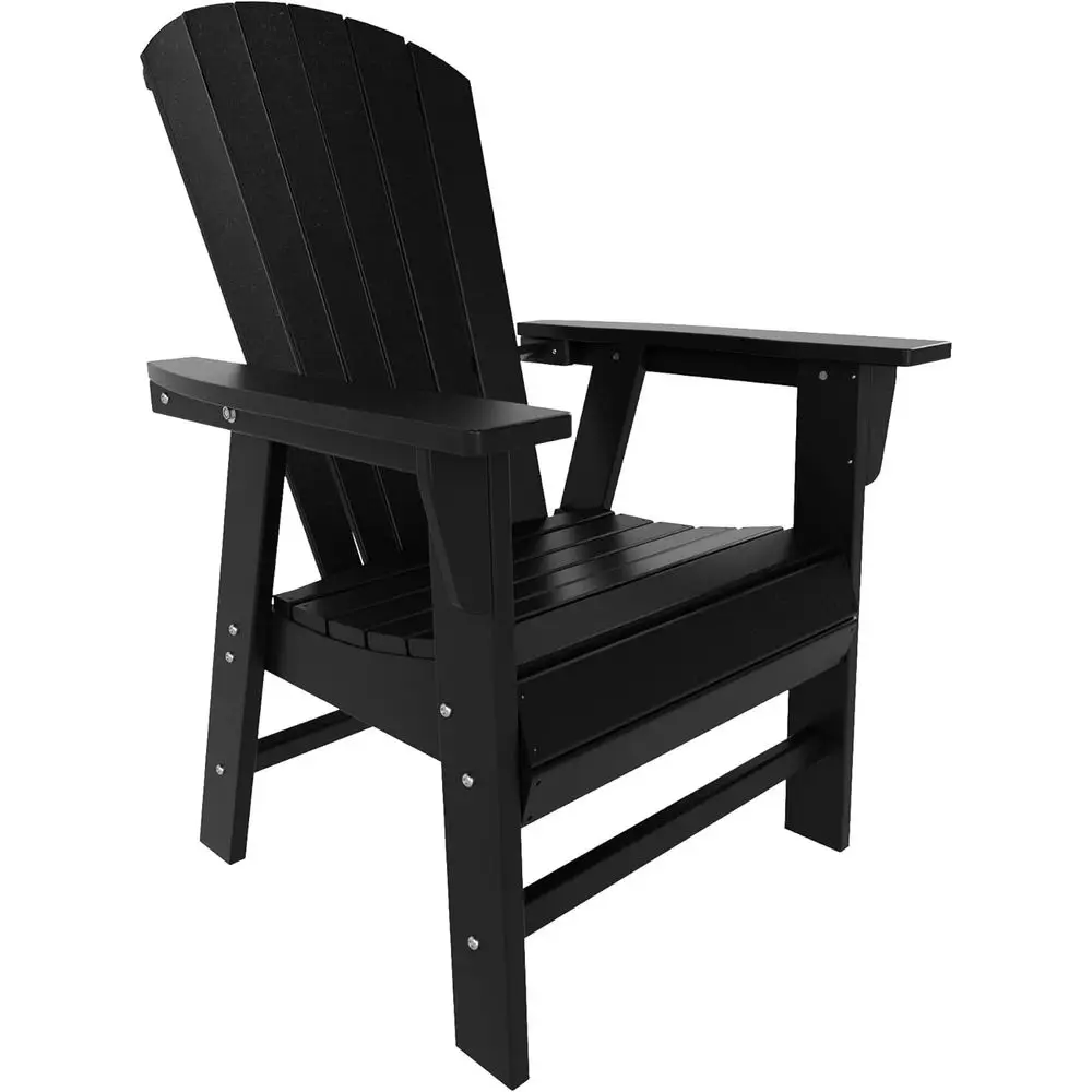 

Retro-Style Outdoor Adirondack Dining Chair for Patio, Garden, and Poolside Dining in Black