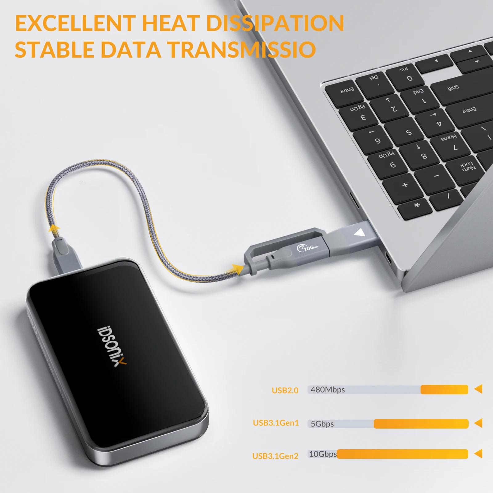 Idsonix tragbare ssd usb 3,2 1050 mb/s externes Solid-State-Laufwerk Typ c Festplatte Mini-Solid-State-Festplatte 1TB 500g pssd für Laptop