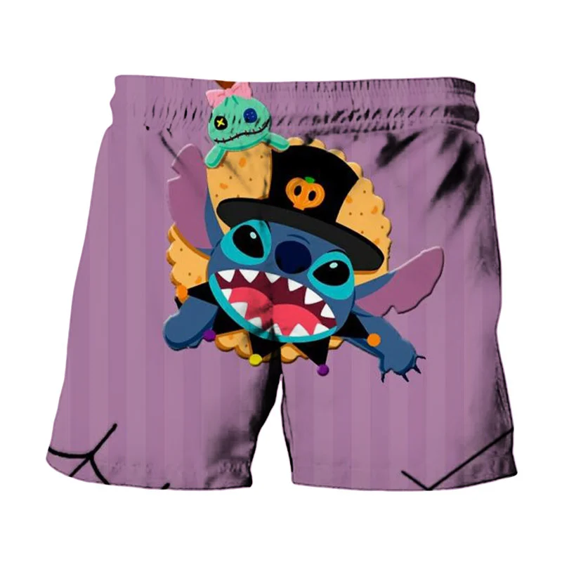 Disney Brand Stitch And Mickey Minnie Print Summer Men\'s Swimwear Beach Club Y2K Halloween Collection Fashion Casual Shorts