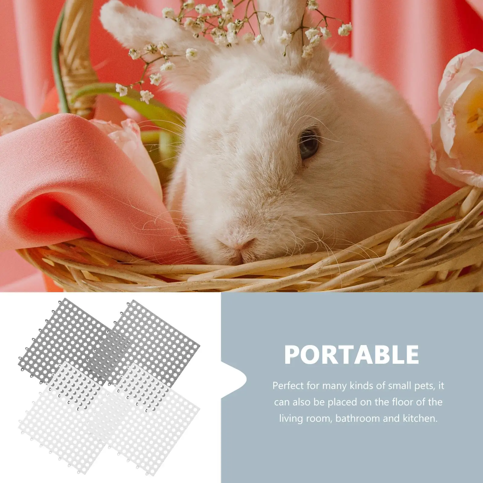 

4 Pcs Pet Foot Pads Bunny Floor Mat Rabbit Cage Animal Mats Guinea Pig Accessories Reusable Plastic Nesting Mats Small Pets