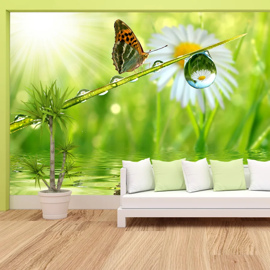 

Modern Custom Peel and Stick Wallpapers for Living Room Contact Wall Papers Home Decor Panel Floral Butterfly Renovation Mural