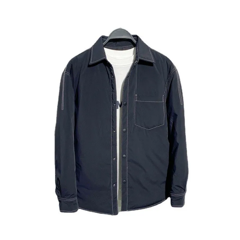 

Men's Slim Fit Bla down irt Jaet 2024 Early Winter Thin Line Design Polyester Fiber White Du down Lightweight Coat