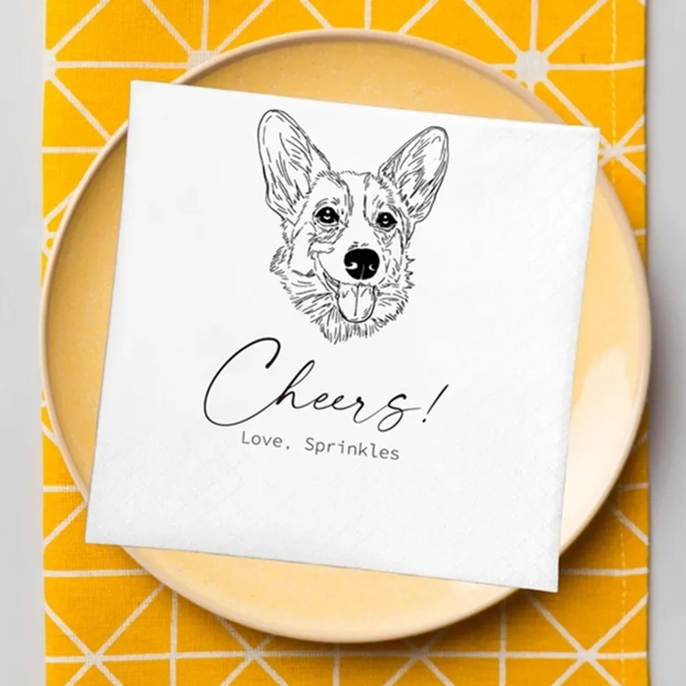 25pcs Personalized Quick Hand-drawingNapkins!Party Napkins,Custom Pet Wedding Napkins,Paper Napkins,Custom Engagement Napkins