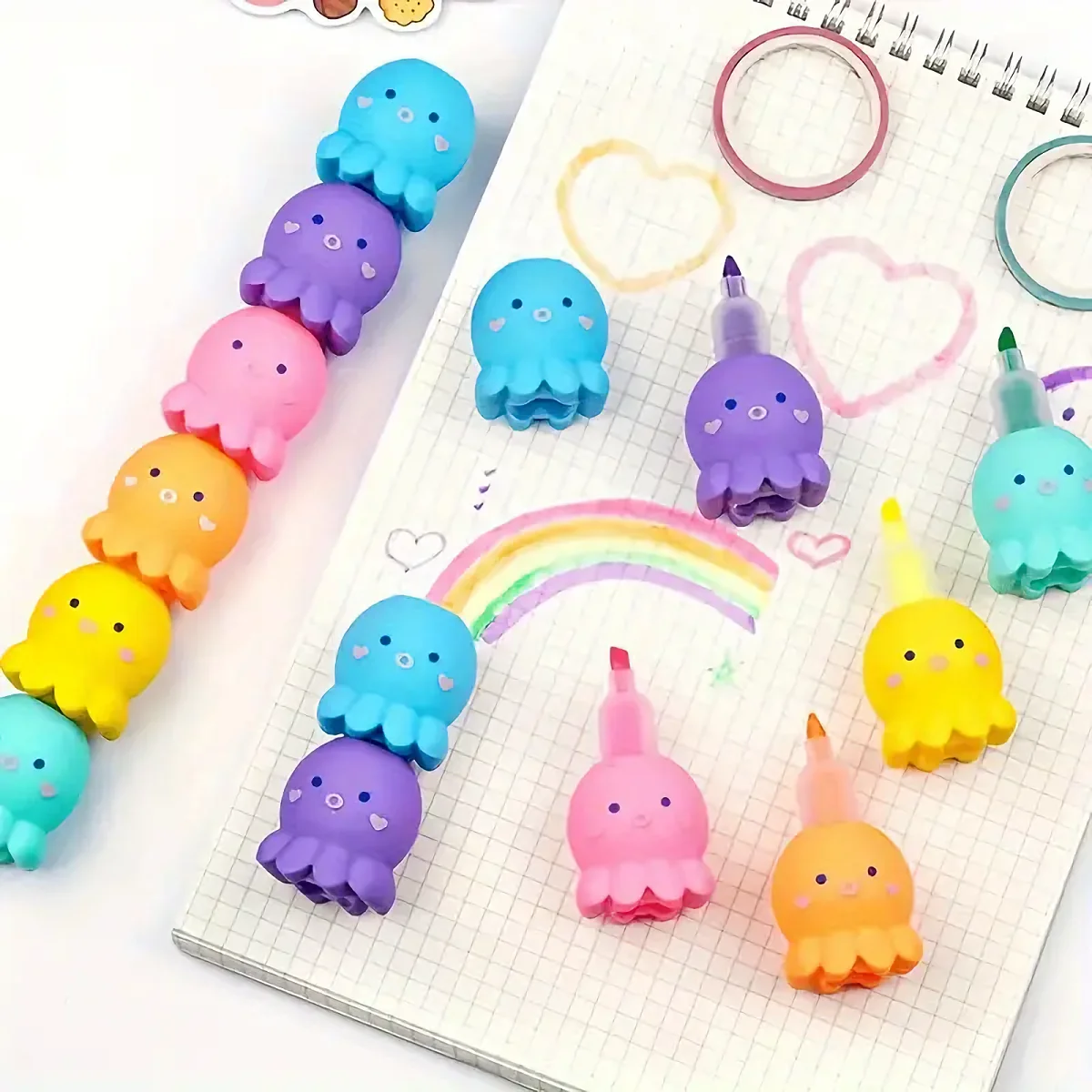

1pcs 5-in-1 Octopus Highlighter Pen, Cute Cartoon Octopus Design, Bright Color Markers, Lovely Stationery for Students