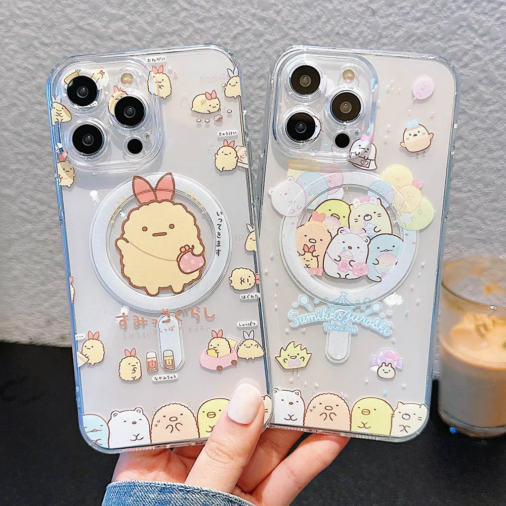 

Cartoon Chick Animals Magnetic Wireless Charge Case For iPhone 15 14 13 12 11 Pro Max Plus Transparent Soft Lens Protector Cover