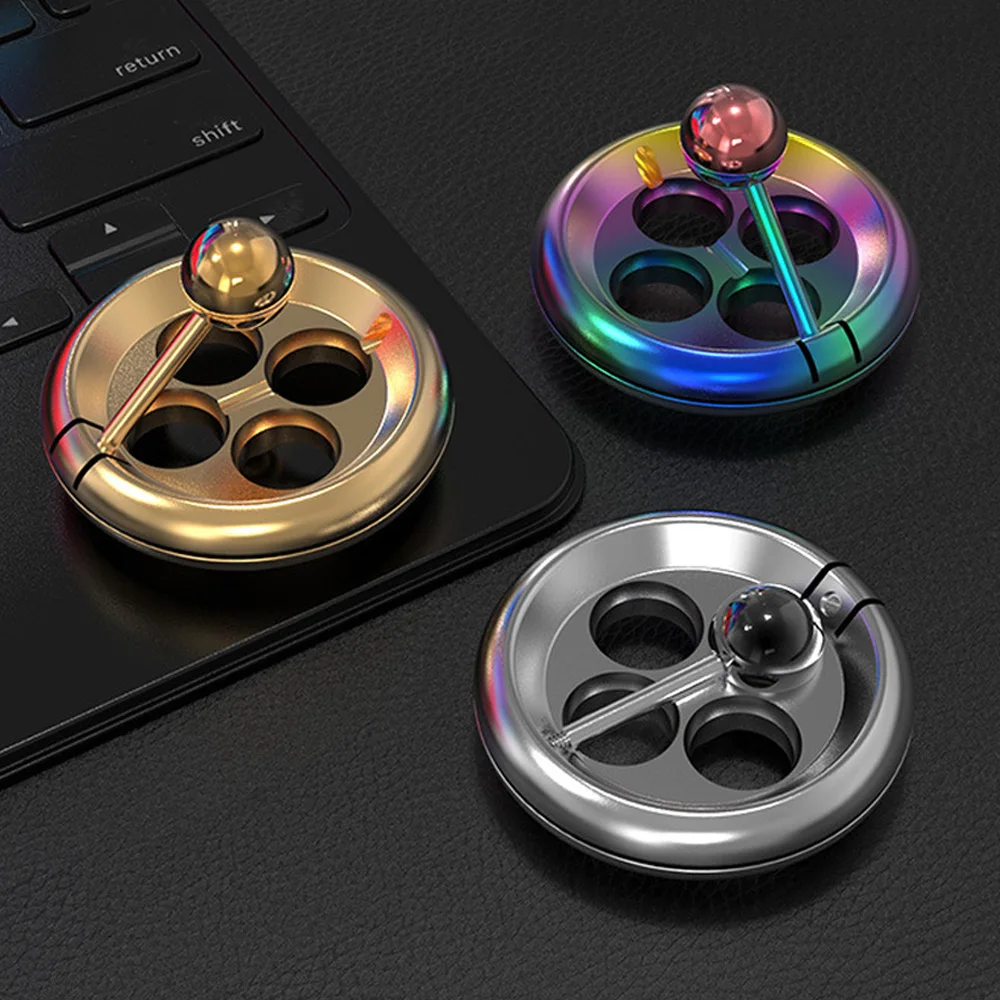 Metal Alloy 4-Hole Spinner Optical Illusion Floating Visual Gyroscope Stress Relief Desk Toy for Office EDC Decompression TS60