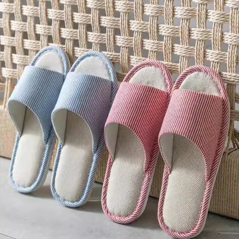 

2025 льняные тапочки для женщин, летние парные домашние противоскользящие льняные тапочки из грубого льна на весну и осень для мужчин