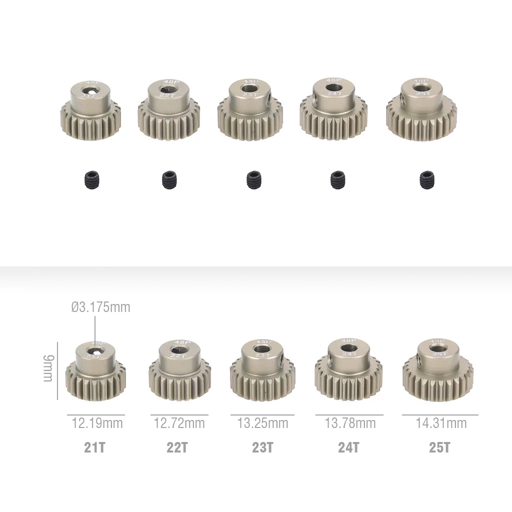 Surpass Hobby 48DP 3,175mm 14T 15T 17T 24T 26T 27T 34T 36T 40T 44T 13T-48T Metall Motor Ritzel für 1/12 1/10 RC Auto Teile – Detail 5