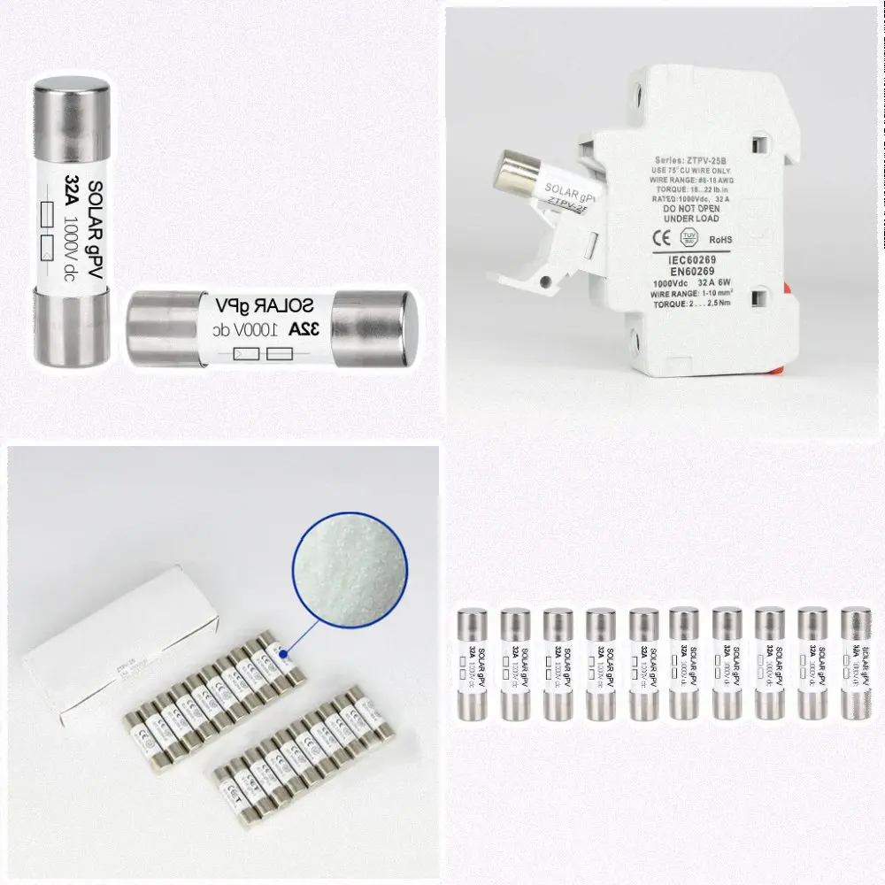 10pcs PV Fuse DC1000V 10x38mm Fuses High Voltage Fuse Tube for flash Fine Fuse DC Fuse For All Photovoltaic Applications