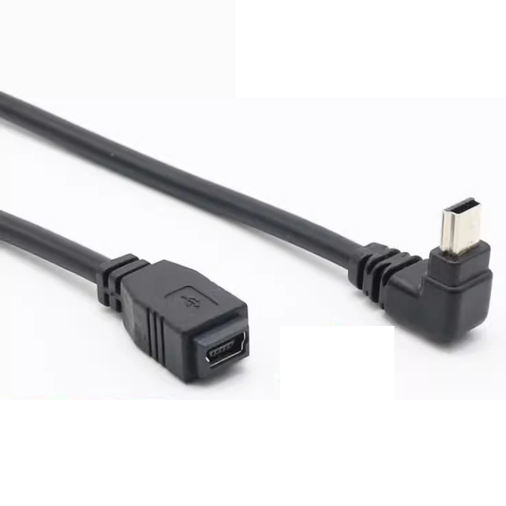 25CM 90 Degree Right & Left & Up & Down Angled Mini USB 2.0 5Pin Male to Female Extension cable Mini-usb for GPS Receiver