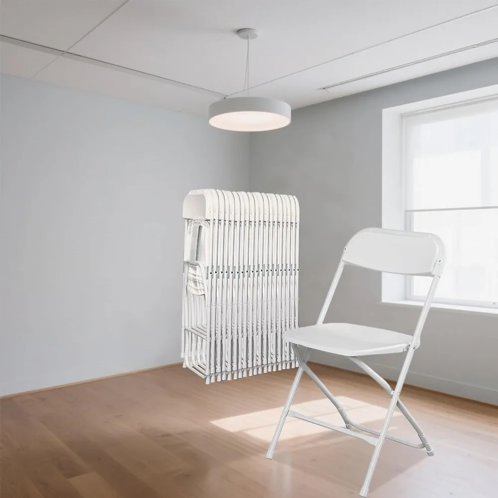

20 Pack White Folding Chairs with 350-LBS Capacity, Lightweight Portable Indoor Outdoor Chairs, Stackable Commercial Seat