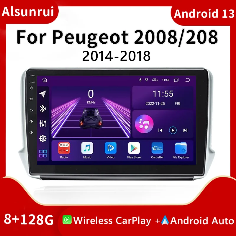 

10'' Android 13 Carplay Multimedia Radio For PEUGEOT 208 sw 208 2002-2013 Video Player Navigation GPS Wifi Carplay DSP 4GB 128GB