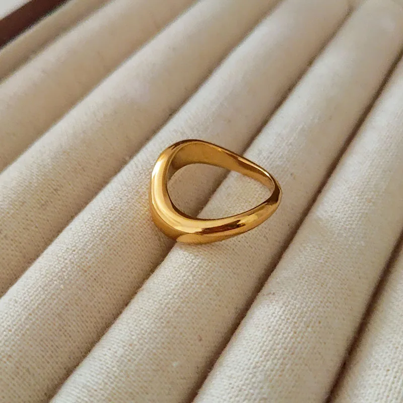 Abstract art wave rings for women stainless steel rings simple minimalist jewelry tarnish free jewelry waterproof geometric image 3