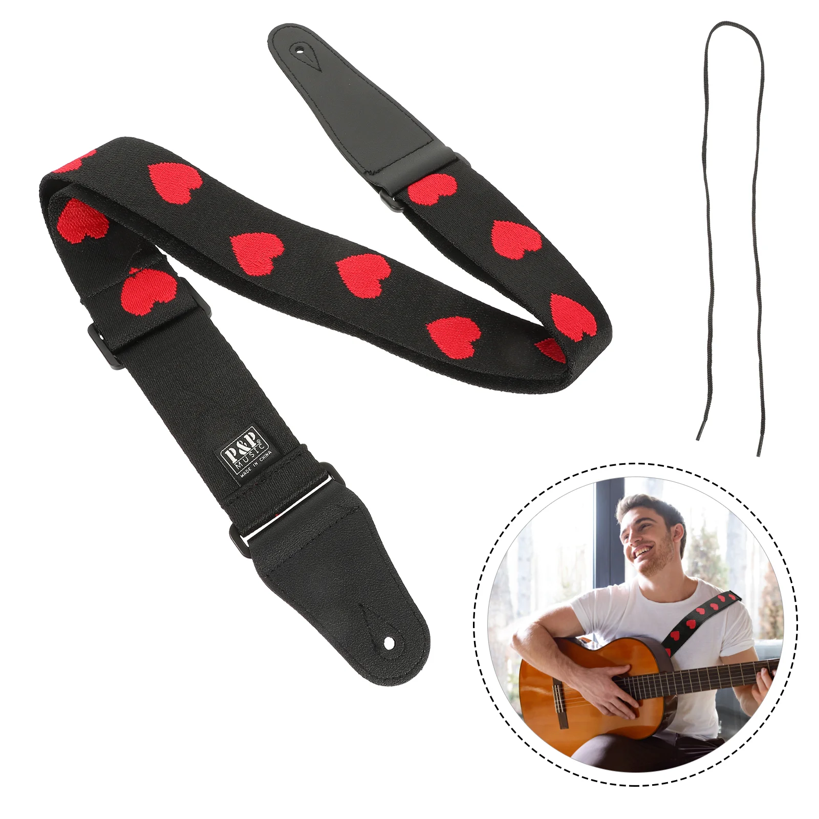 

Diagonal Guitar Straps Belt Decor Durable Creative Sling Supply Delicate Adjustable Nylon Embroidery Folk Practical