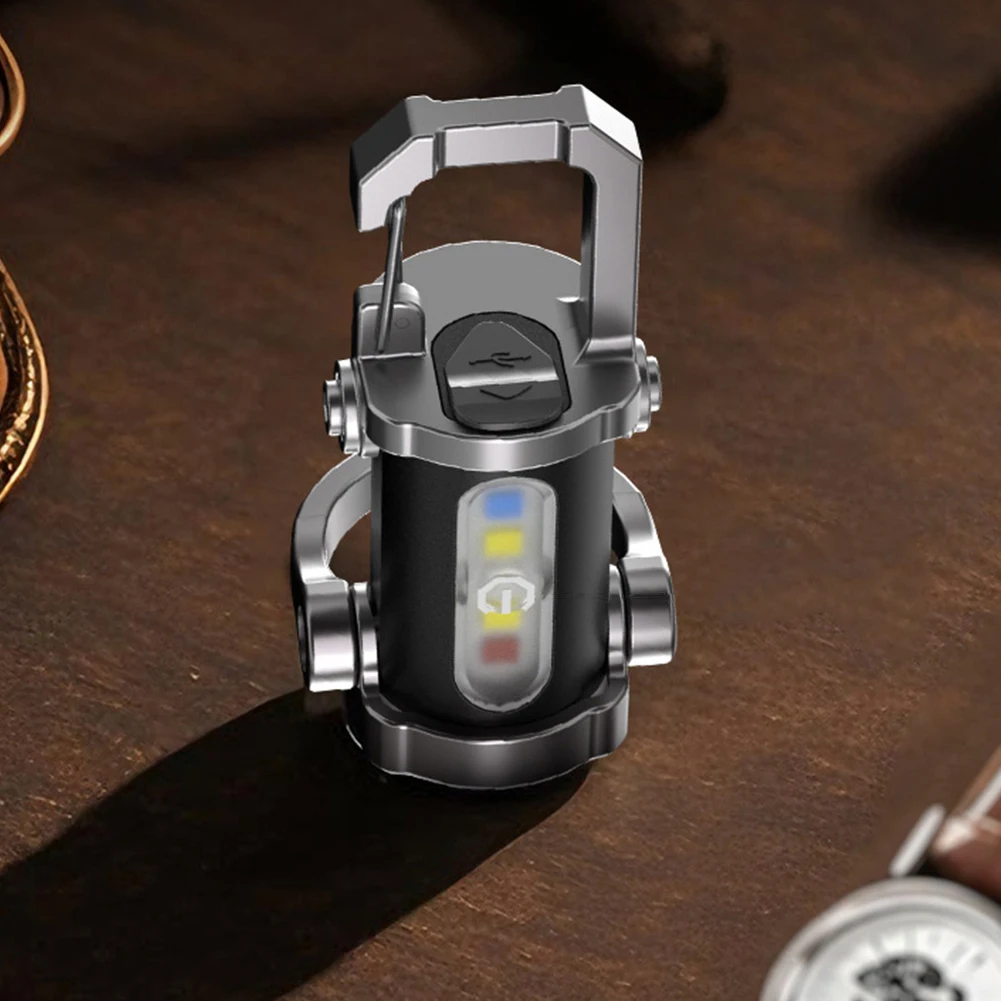 COB LED Keychain Flashlight Type-C USB Rechargeable Portable Keychain Torch Ultralight Camping Flashlight for Outdoor Emergency