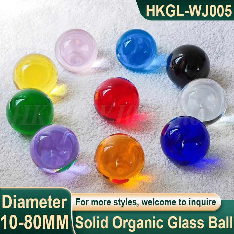 

10-80mm Organic Glass Ball Transparent Colored Glass Ball Solid Smooth Round Bead Ball Glass Bead for Decoration/Magic/DIY