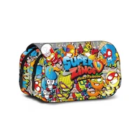 Estuche para lápices de doble capa con dibujos animados de Super Zings, bolsa organizadora de suministros escolares de gran capacidad para niños y estudiantes, bolsa de maquillaje