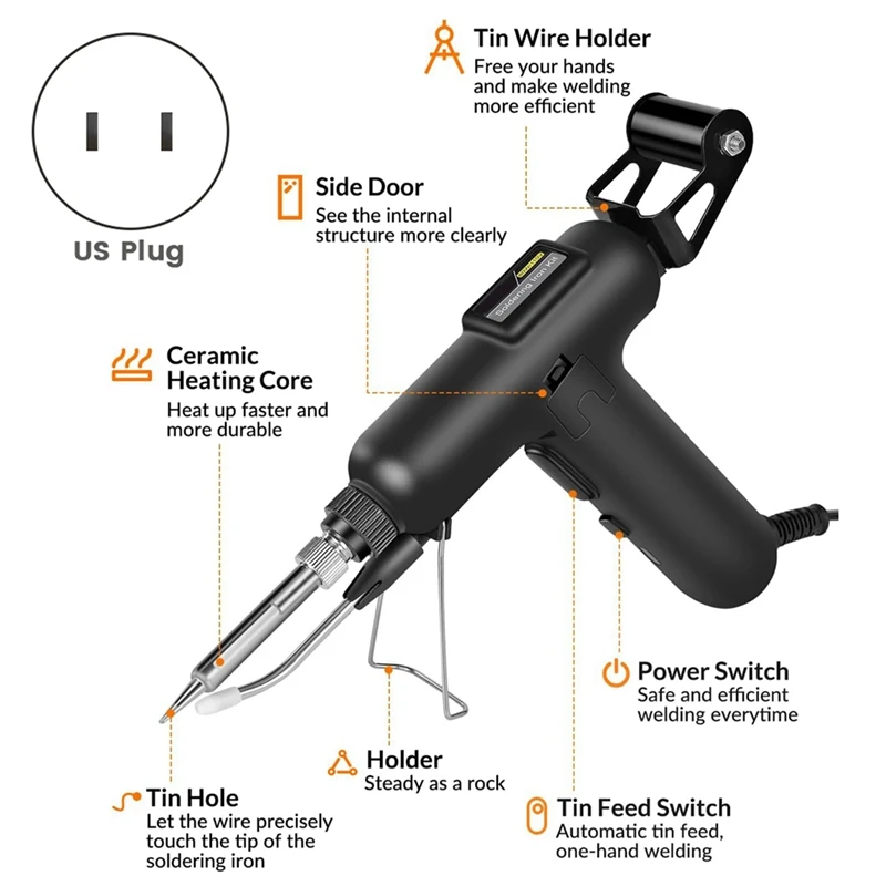 Hot Soldering Iron Kit, 80W 110V Automatic Soldering Tool, Fast Heating Soldering, Suitable For Repair And DIY US Plug