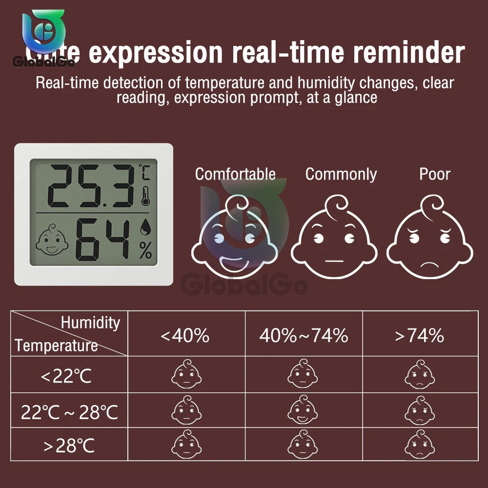 LCD Electronic Digital Temperature Humidity Meter Thermometer Hygrometer Indoor Outdoor Weather Station