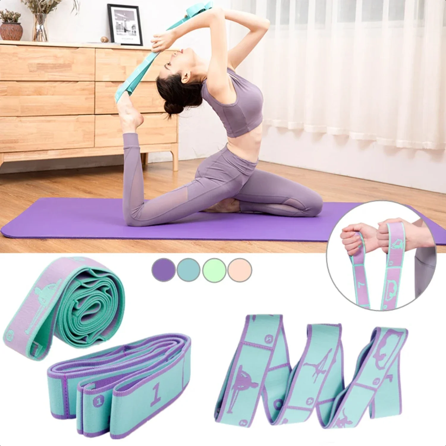 Multi-Section Elastic Yoga Resistance Bands Adult Child Dance Training Gym  Pilates Exercise Pull Strap Belt Fitness Sport