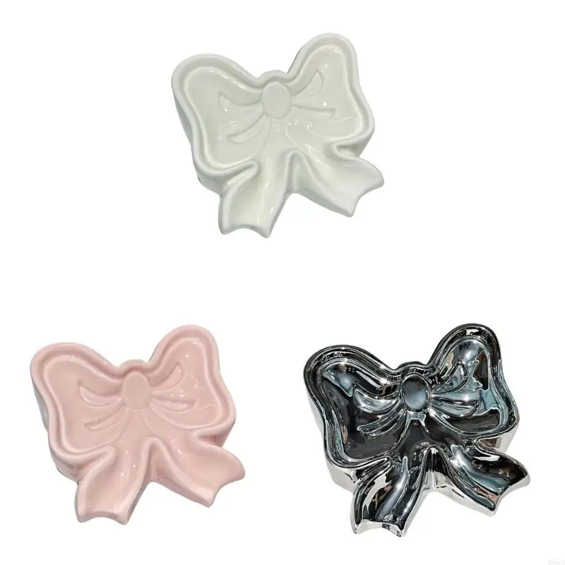 

R66A Practical Ceramic Soap Tray With Ribbon Accent Bathroom Decoration Piece