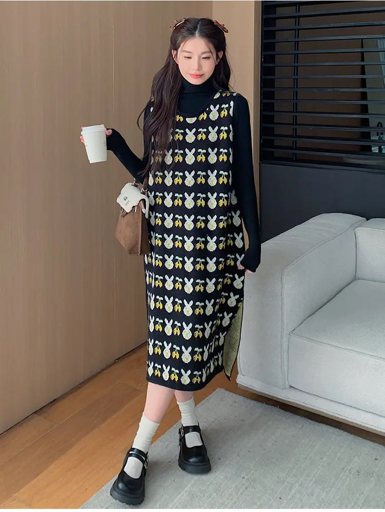 

Вязаное платье без рукавов для свадьбы, женское зимнее плюшевое платье-худи, шикарное, из модала, в стиле Харадзюку, с воротником-стойкой, с узелками и бантом, облегающее, с изогнутым краем