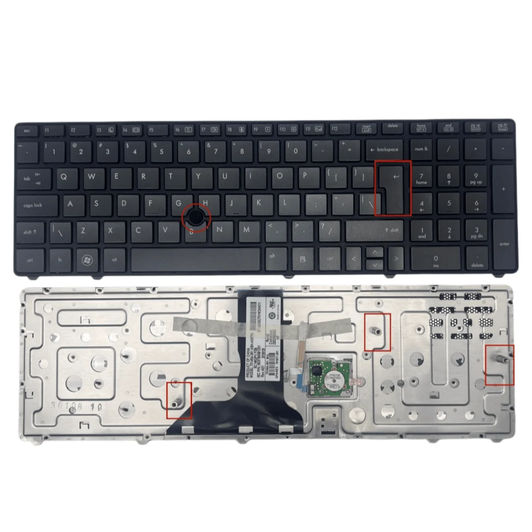 Teclado de portátil estadounidense para Hp Elitebook 8760w 8770w con puntero