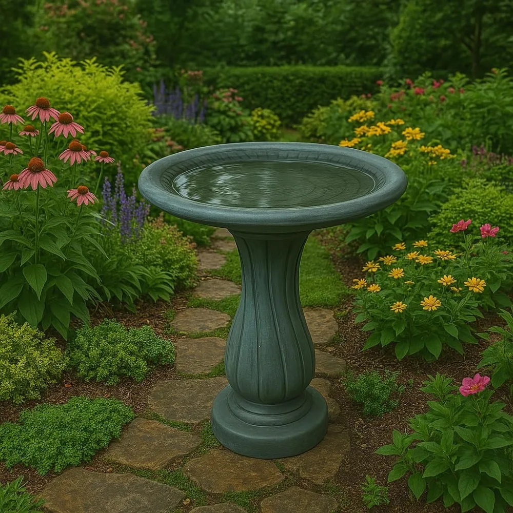 

Spiral Birdbath- 29in Tall- Indigo