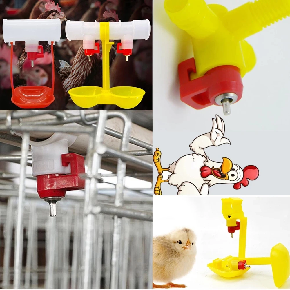 5 Pcs Stainless Steel Automatic Chicken Drinking Nipple Bird Red Drinking Water Quail Fountain Mouth Poultry Farming Waterer