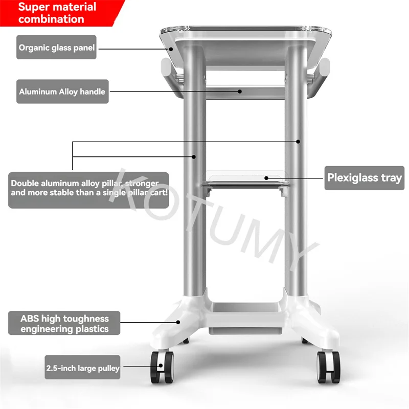 Beauty Equipment Cart Beauty Salon Trolley Stand Holder Rolling Cart Roller Wheel Aluminum Stand Personal Care Appliance Parts