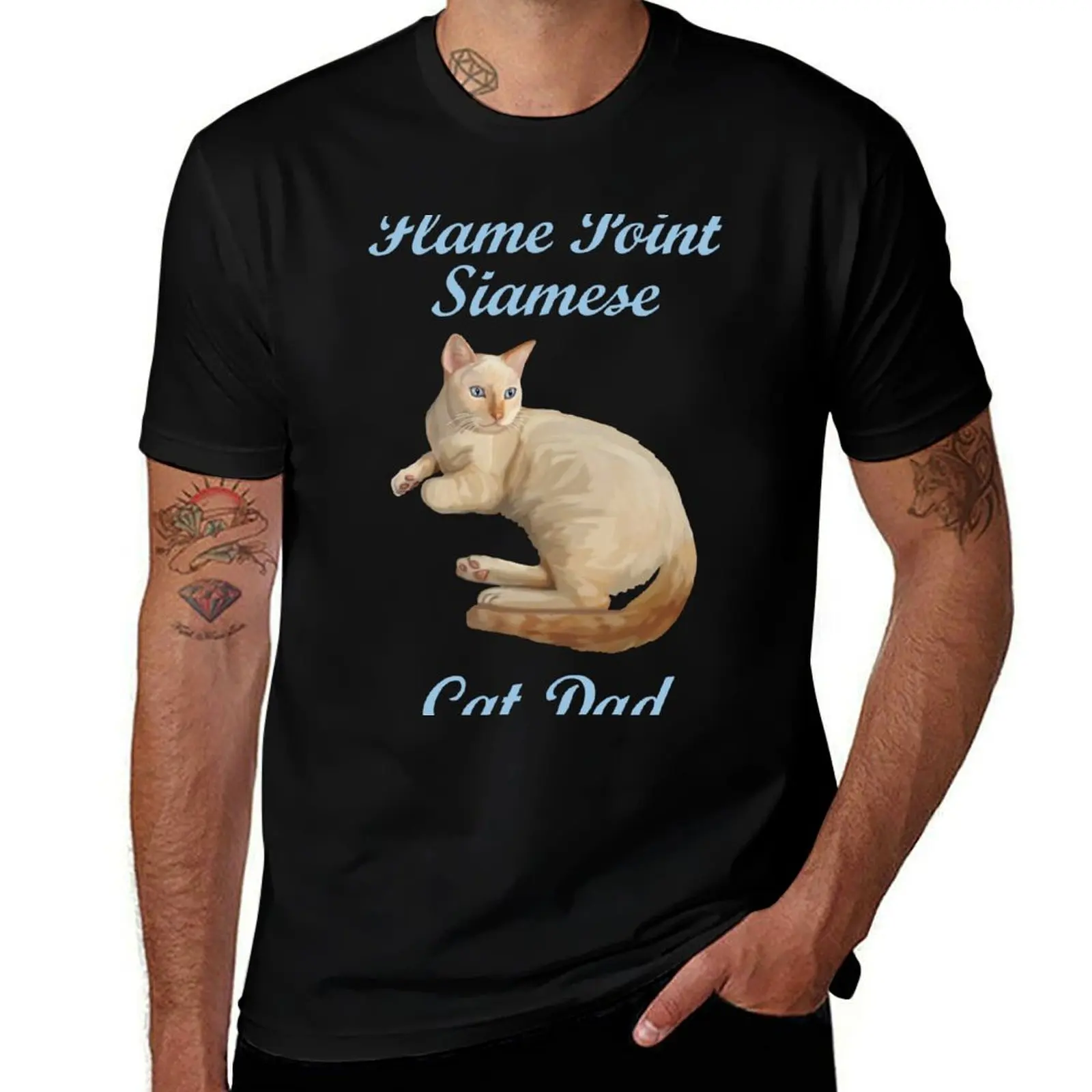 

Dad man cotton t oversize Point t for shirts shirts Siamese anime Flame T-Shirt Cat