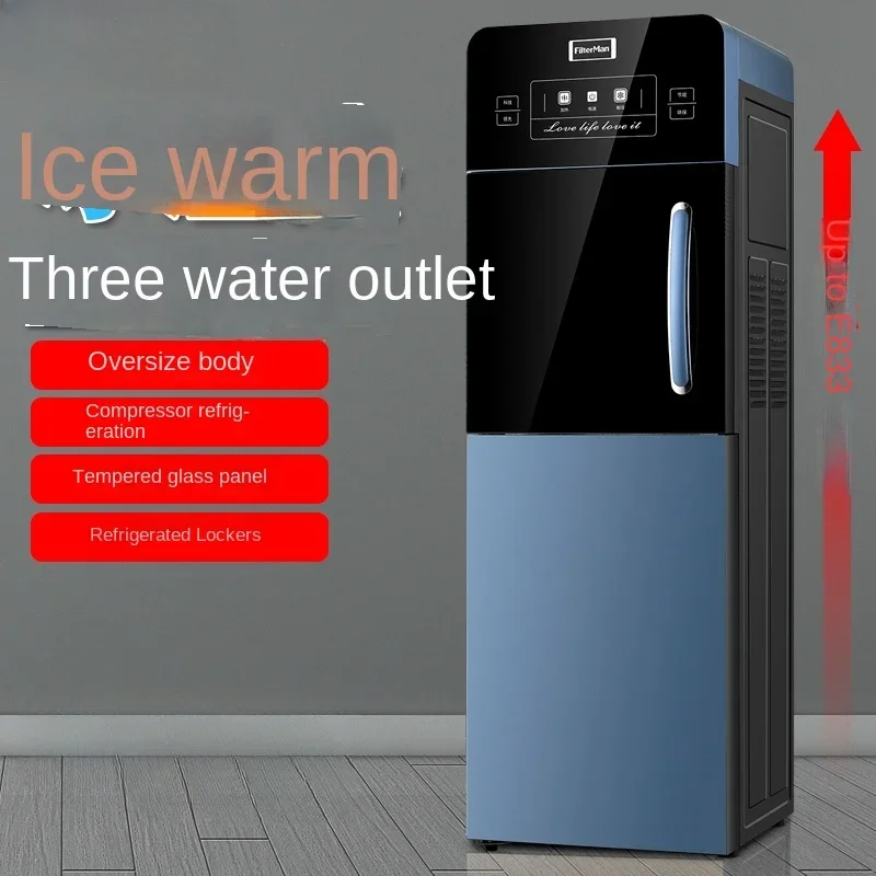 Water dispenser compressor refrigeration vertical double door with refrigerated ice warm home office multi-purpose 220V