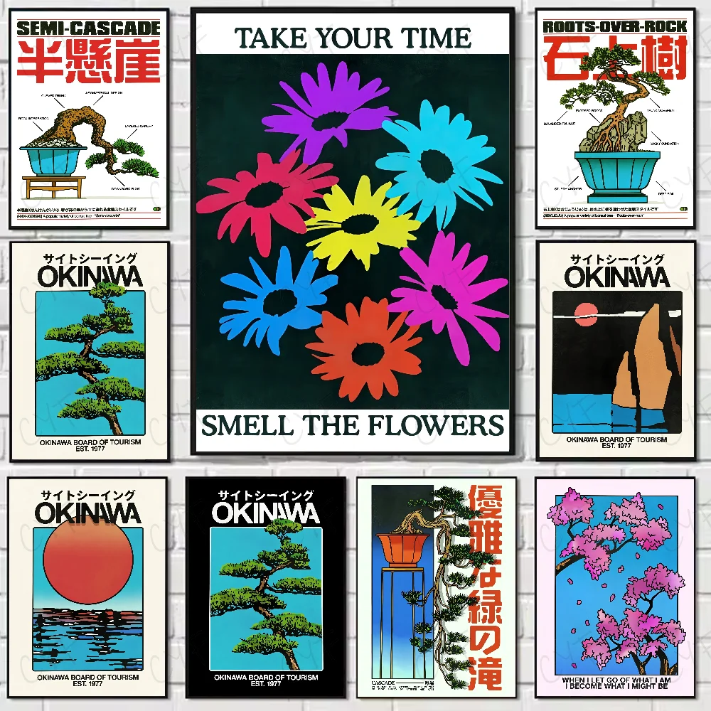 

Retro Middle Ages Abstract Trees Poster Home Living Bed Room Bar Hallway Sticky Wall Art Printing Waterproof Aesthetic Decor