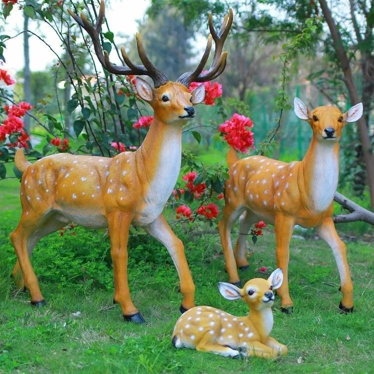 Outdoor Garden Simulated Deer Resin Sculpture Crafts Home Figurines Decoration Courtyard Villa Lawn Landscape Statue Accessories